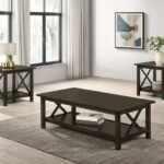 RACHELLE 3-PIECE RECTANGULAR COFFEE TABLE SET DEEP MERLOT