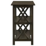RACHELLE 2-SHELF WOOD ENTRYWAY CONSOLE TABLE DEEP MERLOT - Image 4