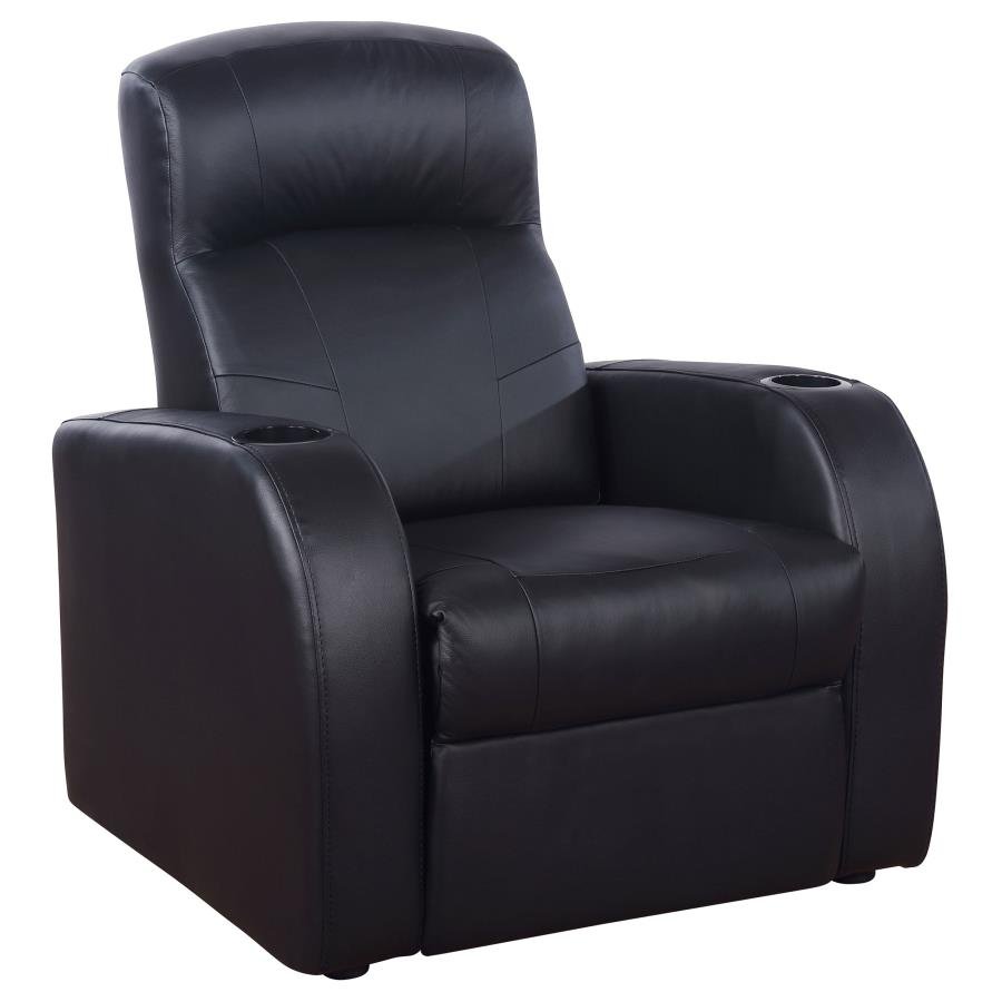 600001_02x900.jpg CYRUS UPHOLSTERED TRACK ARM RECLINER BLACK - Image 1