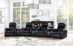 CYRUS UPHOLSTERED HOME THEATER STORAGE WEDGE CONSOLE BLACK - Image 6