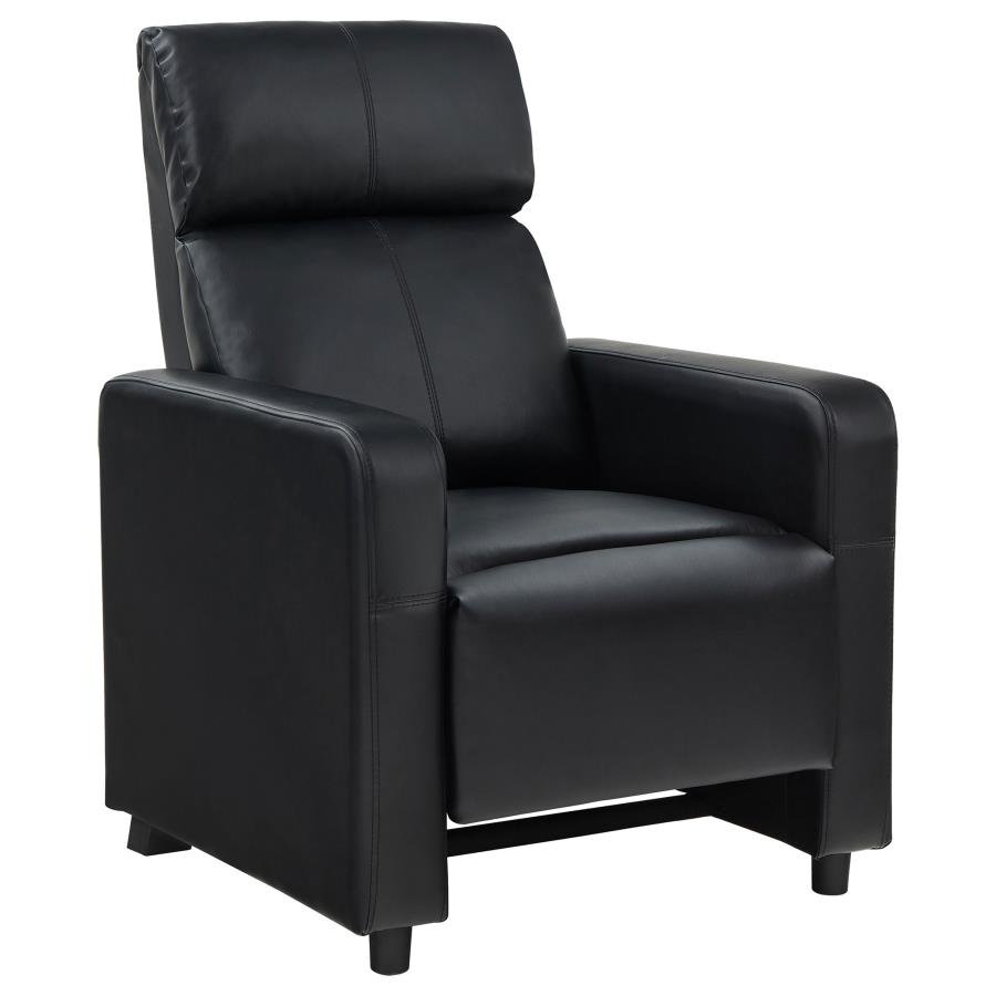 600181_03x900.jpg TOOHEY UPHOLSTERED HOME THEATER PUSH BACK RECLINER BLACK - Image 1