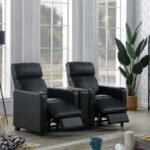 TOOHEY UPHOLSTERED HOME THEATER PUSH BACK RECLINER BLACK - Image 14