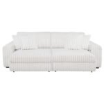 JACANA CORDUROY UPHOLSTERED DUAL POWER CHAISE SOFA IVORY - Image 5