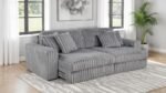 JACANA CORDUROY UPHOLSTERED DUAL POWER CHAISE SOFA GREY - Image 3