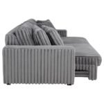 JACANA CORDUROY UPHOLSTERED DUAL POWER CHAISE SOFA GREY - Image 8