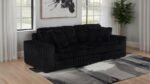 JACANA CORDUROY UPHOLSTERED DUAL POWER CHAISE SOFA BLACK - Image 2