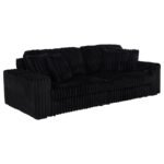 JACANA CORDUROY UPHOLSTERED DUAL POWER CHAISE SOFA BLACK