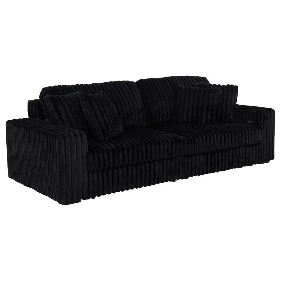 600537P_03x900.jpg JACANA CORDUROY UPHOLSTERED DUAL POWER CHAISE SOFA BLACK - Image 1
