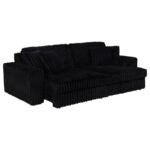 JACANA CORDUROY UPHOLSTERED DUAL POWER CHAISE SOFA BLACK - Image 4