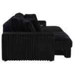 JACANA CORDUROY UPHOLSTERED DUAL POWER CHAISE SOFA BLACK - Image 9
