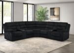 ATKINSON UPHOLSTERED RECLINING SECTIONAL SOFA BLACK - Image 2