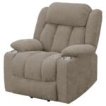 HOUSTON UPHOLSTERED POWER LIFT RECLINER CHAIR CAMEL - Image 8