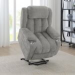 HOUSTON UPHOLSTERED POWER LIFT RECLINER GREY - Image 4