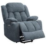 HOUSTON UPHOLSTERED POWER LIFT RECLINER SLATE BLUE - Image 5