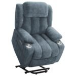 HOUSTON UPHOLSTERED POWER LIFT RECLINER SLATE BLUE - Image 6
