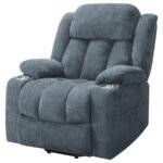 HOUSTON UPHOLSTERED POWER LIFT RECLINER SLATE BLUE - Image 8