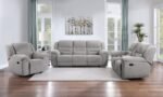GILSON 3-PIECE CHENILLE UPHOLSTERED RECLINING SOFA SET GREY
