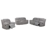 GILSON 3-PIECE CHENILLE UPHOLSTERED RECLINING SOFA SET GREY - Image 2