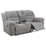 GILSON 3-PIECE CHENILLE UPHOLSTERED RECLINING SOFA SET GREY - Image 6