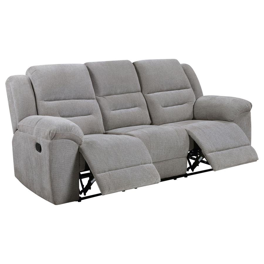 602551_04x900.jpg GILSON CHENILLE UPHOLSTERED RECLINING SOFA GREY - Image 1