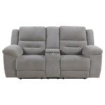 GILSON CHENILLE UPHOLSTERED RECLINING LOVESEAT GREY - Image 4