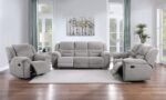 GILSON CHENILLE UPHOLSTERED RECLINING LOVESEAT GREY - Image 13