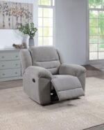 GILSON CHENILLE UPHOLSTERED GLIDER RECLINER CHAIR GREY - Image 3