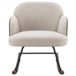 PAIGE BOUCLE UPHOLSTERED MID BACK ROCKING CHAIR BEIGE - Image 3