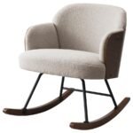 PAIGE BOUCLE UPHOLSTERED MID BACK ROCKING CHAIR BEIGE - Image 4
