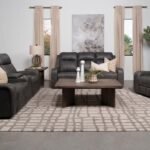 RAELYNN 3-PIECE UPHOLSTERED RECLINING SOFA SET GREY
