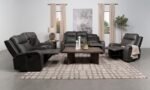 RAELYNN 3-PIECE UPHOLSTERED RECLINING SOFA SET GREY - Image 2
