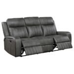 RAELYNN 3-PIECE UPHOLSTERED RECLINING SOFA SET GREY - Image 4