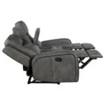 RAELYNN 3-PIECE UPHOLSTERED RECLINING SOFA SET GREY - Image 9