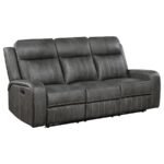 RAELYNN UPHOLSTERED TRACK ARM MOTION SOFA GREY