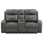 RAELYNN UPHOLSTERED TRACK ARM MOTION LOVESEAT GREY - Image 3