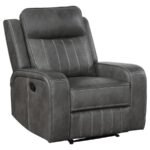 RAELYNN UPHOLSTERED TRACK ARM RECLINER GREY