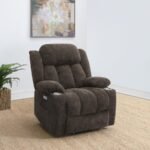 HOUSTON UPHOLSTERED POWER LIFT RECLINER CHAIR DARK BROWN - Image 2