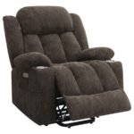 HOUSTON UPHOLSTERED POWER LIFT RECLINER CHAIR DARK BROWN - Image 4