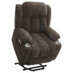 HOUSTON UPHOLSTERED POWER LIFT RECLINER CHAIR DARK BROWN - Image 5