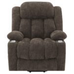 HOUSTON UPHOLSTERED POWER LIFT RECLINER CHAIR DARK BROWN - Image 6