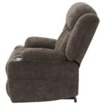 HOUSTON UPHOLSTERED POWER LIFT RECLINER CHAIR DARK BROWN - Image 8