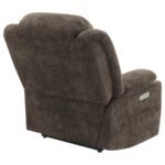 HOUSTON UPHOLSTERED POWER LIFT RECLINER CHAIR DARK BROWN - Image 10