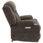 HOUSTON UPHOLSTERED POWER LIFT RECLINER CHAIR DARK BROWN - Image 11
