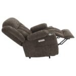 HOUSTON UPHOLSTERED POWER LIFT RECLINER CHAIR DARK BROWN - Image 12
