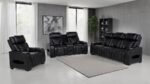 ZUMA 3-PIECE FAUX LEATHER DUAL POWER LED SOFA SET BLACK - Image 2
