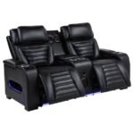 ZUMA 3-PIECE FAUX LEATHER DUAL POWER LED SOFA SET BLACK - Image 5