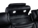 ZUMA 3-PIECE FAUX LEATHER DUAL POWER LED SOFA SET BLACK - Image 8