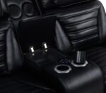 ZUMA 3-PIECE FAUX LEATHER DUAL POWER LED SOFA SET BLACK - Image 9