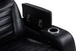 ZUMA 3-PIECE FAUX LEATHER DUAL POWER LED SOFA SET BLACK - Image 12