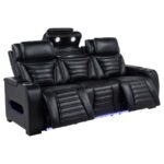 ZUMA FAUX LEATHER DUAL POWER RECLINING LED SOFA BLACK - Image 4